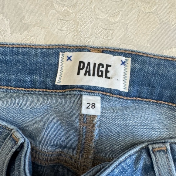Paige Size 28 Hoxton Cropped‎ Slim Jeans Light Blue Stretch Whiskered - Picture 4 of 9